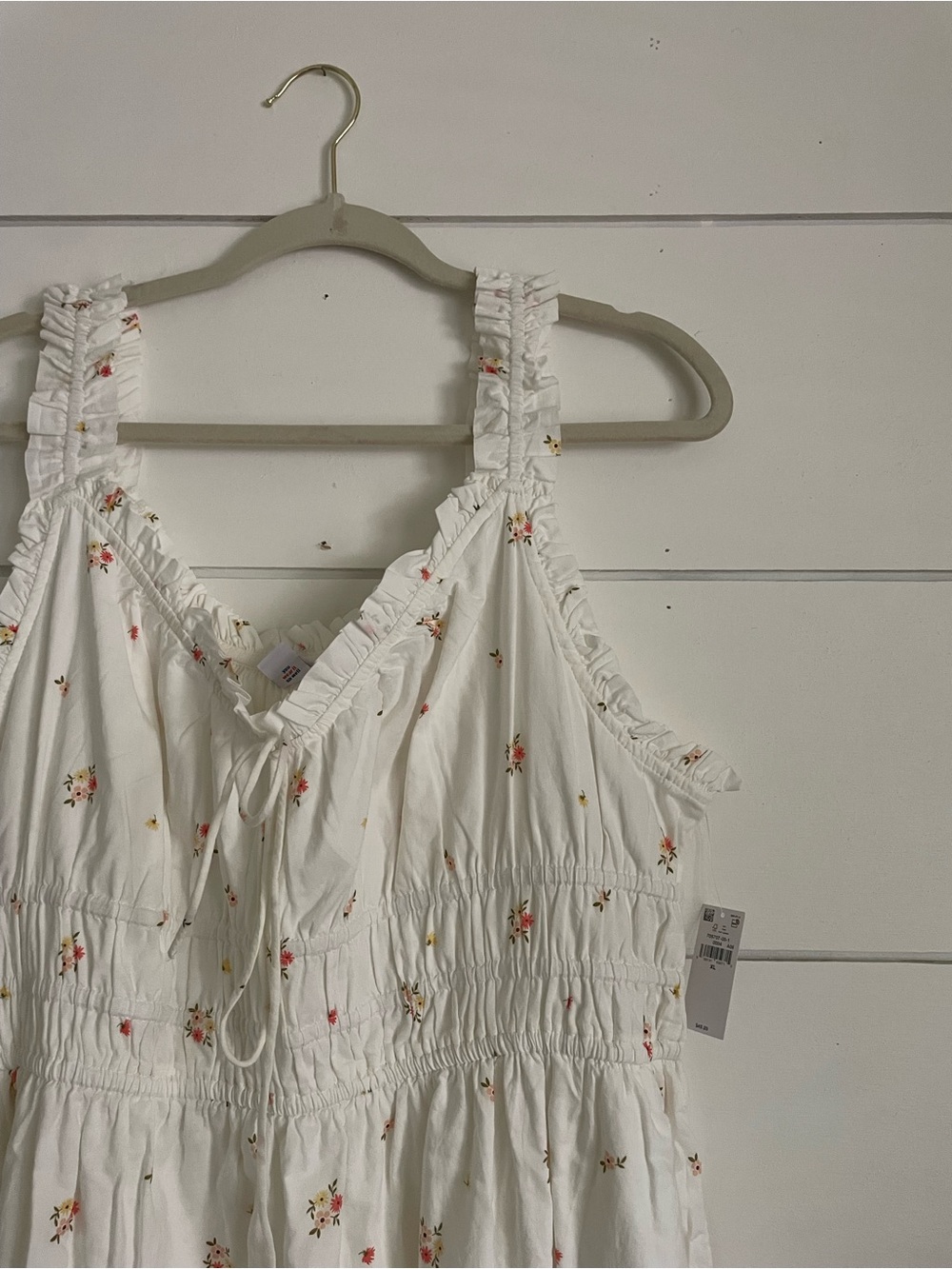 Old Navy White Midi Dress with Small Floral Print